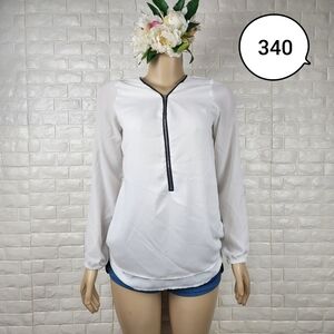fashion apparel small white long sleeve blouse